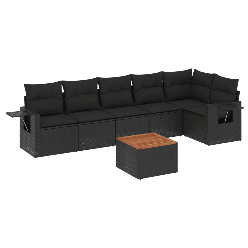 Set Divani da Giardino con Cuscini 7pz Nero Polyrattan - homemem39