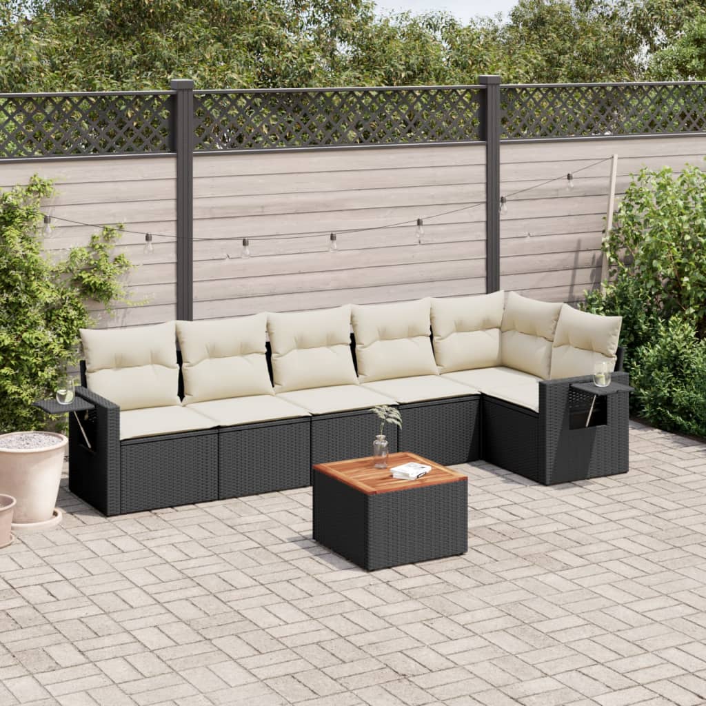 Set Divani da Giardino con Cuscini 7pz Nero Polyrattan - homemem39