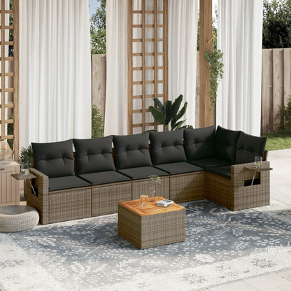 Set Divani da Giardino 7 pz con Cuscini Grigio in Polyrattan - homemem39