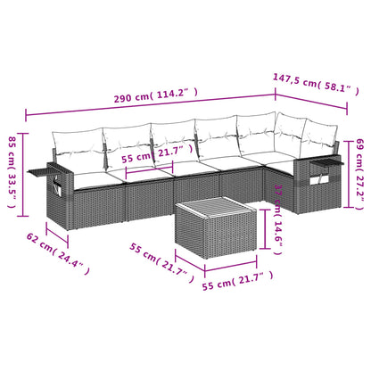 Set Divani da Giardino 7 pz con Cuscini Grigio in Polyrattan | homemem39