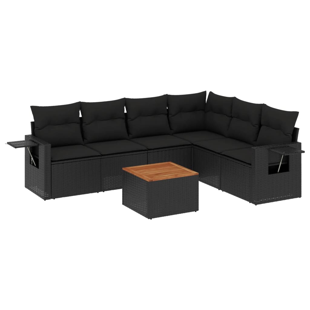 Set Divani da Giardino con Cuscini 7pz Nero Polyrattan - homemem39