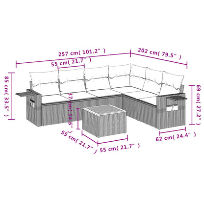 Set Divani da Giardino con Cuscini 7pz Nero Polyrattan - homemem39