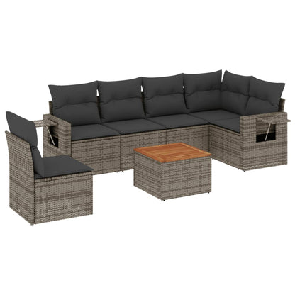 Set Divani da Giardino 7 pz con Cuscini Grigio in Polyrattan - homemem39