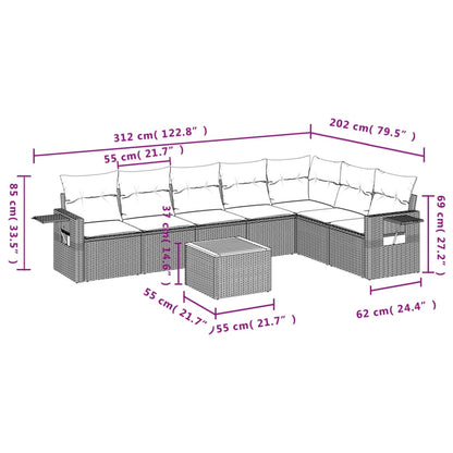 Set Divani da Giardino con Cuscini 8 pz Nero in Polyrattan - homemem39