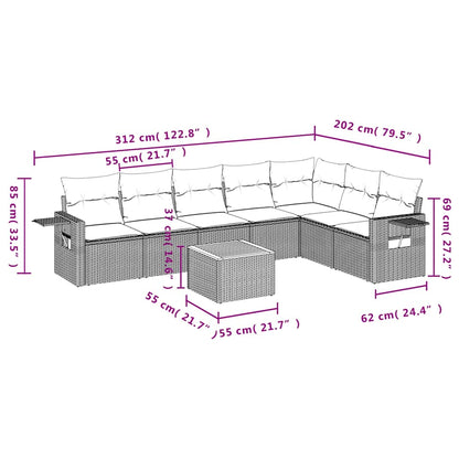 Set Divani da Giardino 8 pz con Cuscini Nero in Polyrattan | homemem39