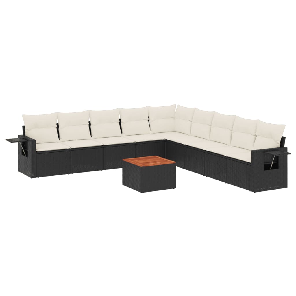 Set Divani da Giardino 10pz con Cuscini in Polyrattan Nero - homemem39