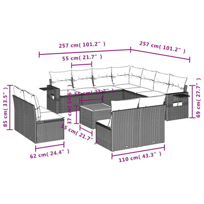 Set Divani da Giardino 12 pz con Cuscini Nero in Polyrattan | homemem39