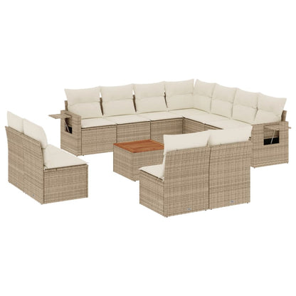 Set Divani da Giardino 12 pz con Cuscini Beige in Polyrattan - homemem39