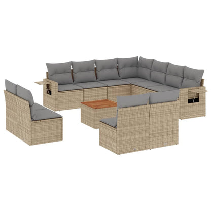 Set Divani da Giardino 12 pz con Cuscini Beige in Polyrattan - homemem39