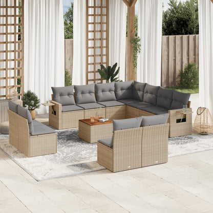 Set Divani da Giardino 12 pz con Cuscini Beige in Polyrattan - homemem39