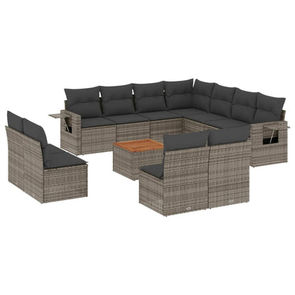 Set Divani da Giardino 12 pz con Cuscini Grigio in Polyrattan - homemem39