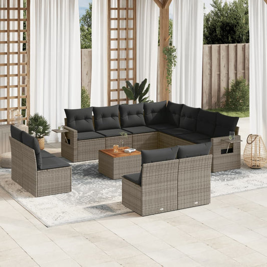 Set Divani da Giardino 12 pz con Cuscini Grigio in Polyrattan - homemem39