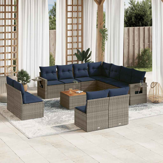 Set Divani da Giardino 12 pz con Cuscini Grigio in Polyrattan | homemem39