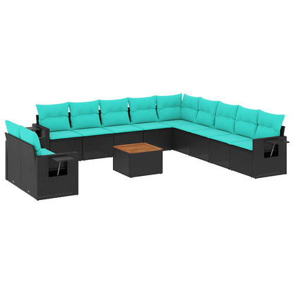 Set Divani da Giardino 12 pz con Cuscini Nero in Polyrattan | homemem39