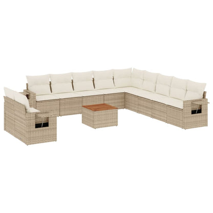 Set Divani da Giardino 12 pz con Cuscini Beige in Polyrattan - homemem39