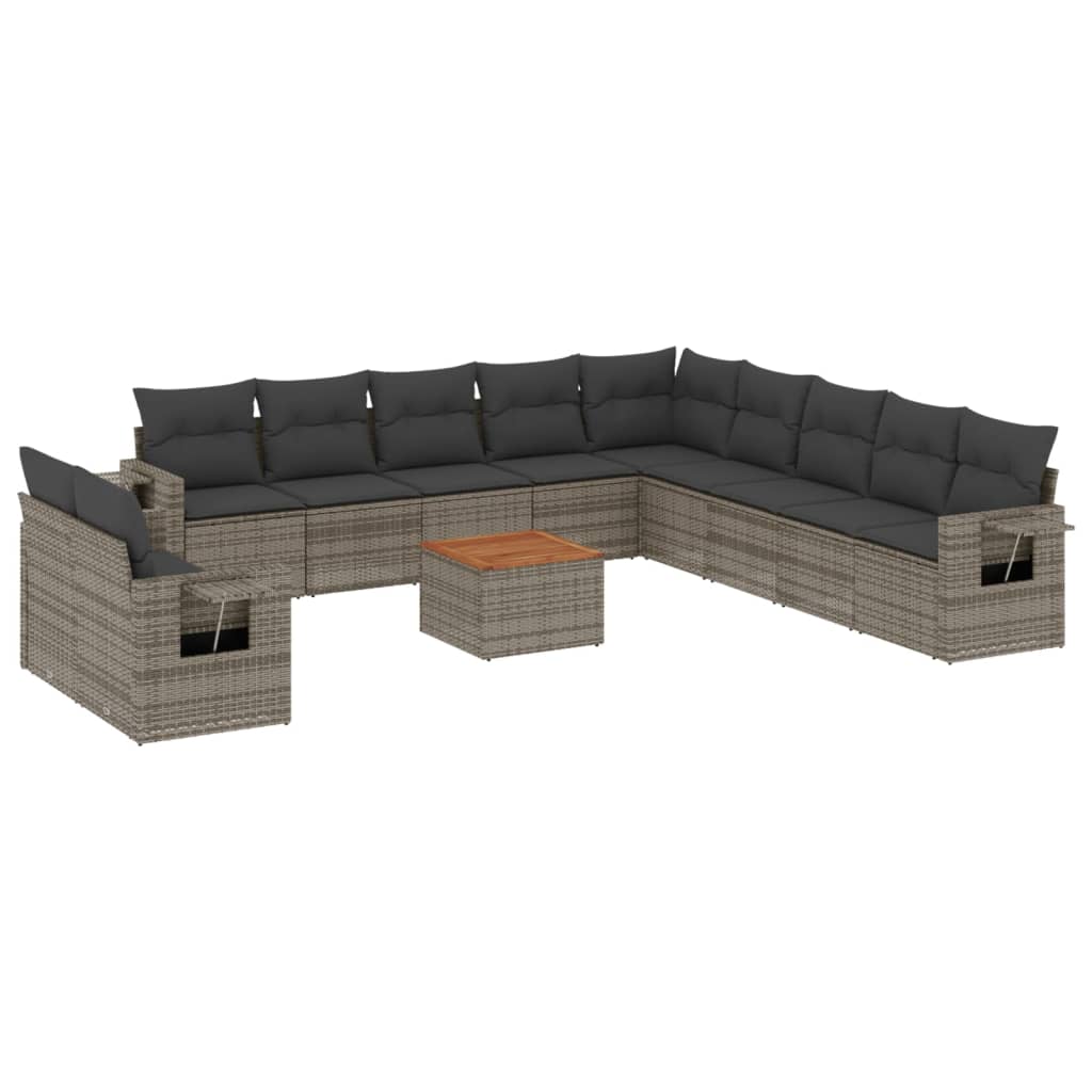 Set Divani da Giardino 12 pz con Cuscini Grigio in Polyrattan - homemem39