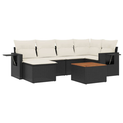 Set Divani da Giardino con Cuscini 7pz Nero Polyrattan - homemem39