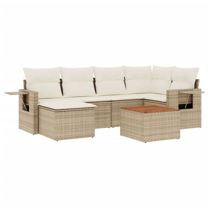 Set Divani da Giardino 7 pz con Cuscini Beige in Polyrattan - homemem39