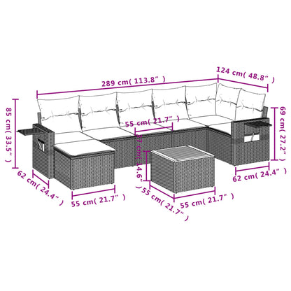 Set Divani da Giardino 8 pz con Cuscini Grigio in Polyrattan | homemem39