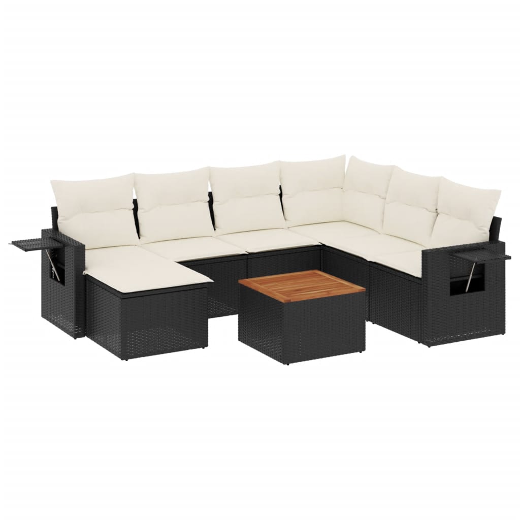 Set Divani da Giardino con Cuscini 8 pz Nero in Polyrattan - homemem39