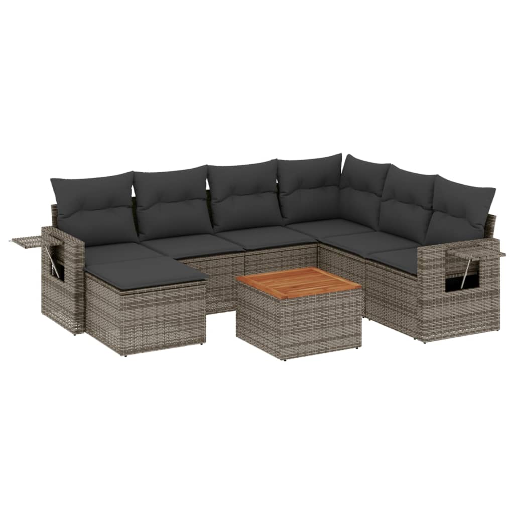 Set Divano da Giardino 8 pz con Cuscini Grigio in Polyrattan - homemem39