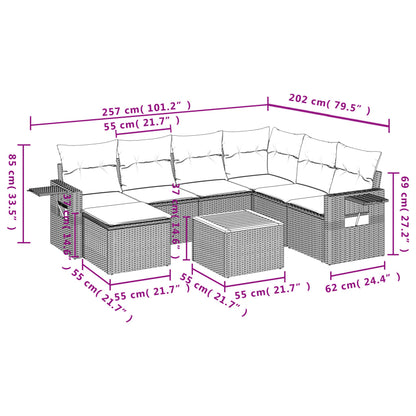 Set Divani da Giardino 8 pz con Cuscini Grigio in Polyrattan | homemem39