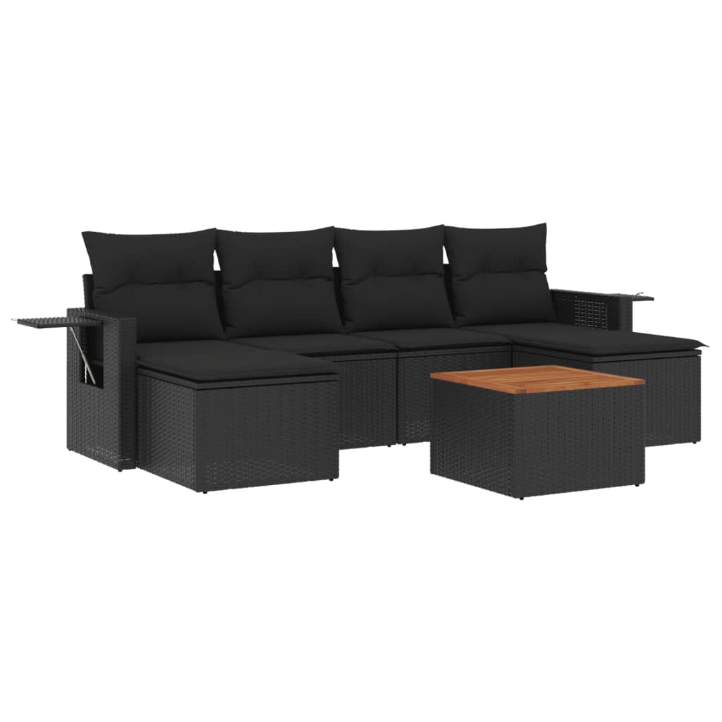 Set Divani da Giardino con Cuscini 7pz Nero Polyrattan - homemem39