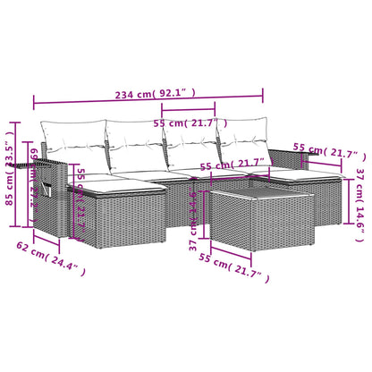 Set Divani da Giardino con Cuscini 7pz Nero Polyrattan - homemem39