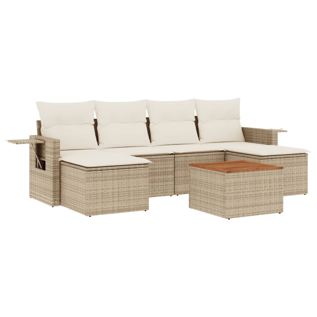 Set Divani da Giardino 7 pz con Cuscini Beige in Polyrattan - homemem39