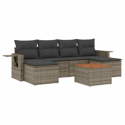 Set Divani da Giardino 7 pz con Cuscini Grigio in Polyrattan - homemem39