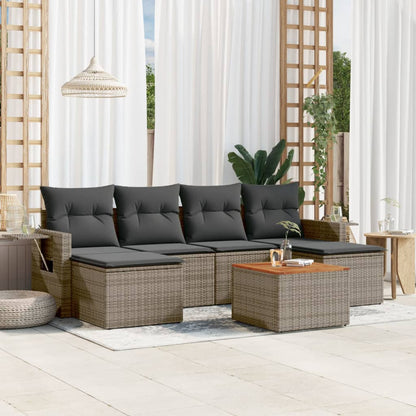 Set Divani da Giardino 7 pz con Cuscini Grigio in Polyrattan - homemem39