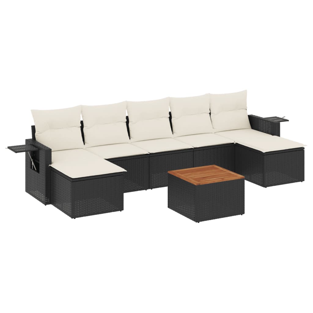 Set Divani da Giardino con Cuscini 8 pz Nero in Polyrattan - homemem39