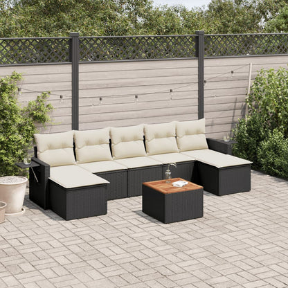 Set Divani da Giardino con Cuscini 8 pz Nero in Polyrattan - homemem39