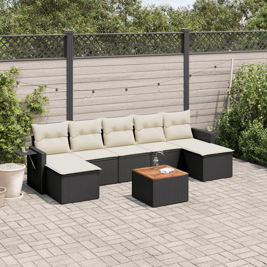 Set Divani da Giardino con Cuscini 8 pz Nero in Polyrattan - homemem39