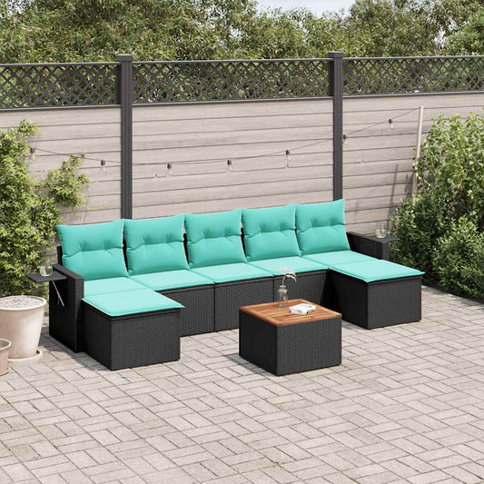 Set Divani da Giardino 8 pz con Cuscini Nero in Polyrattan | homemem39