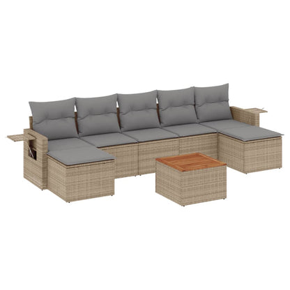 Set Divano da Giardino 8 pz con Cuscini Beige in Polyrattan - homemem39