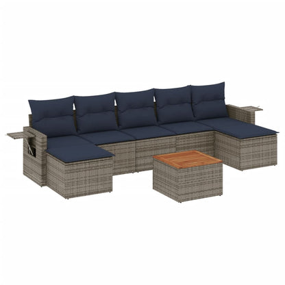Set Divani da Giardino 8 pz con Cuscini Grigio in Polyrattan | homemem39