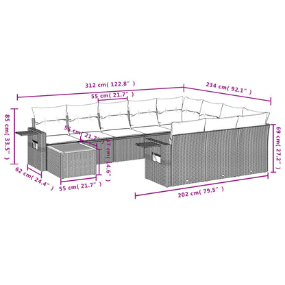 Set Divani da Giardino 11 pz con Cuscini Grigio in Polyrattan | homemem39