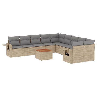 Set Divani da Giardino 11 pz con Cuscini Beige in Polyrattan - homemem39