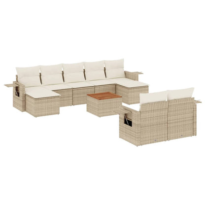 Set Divano da Giardino 10 pz con Cuscini Beige in Polyrattan - homemem39