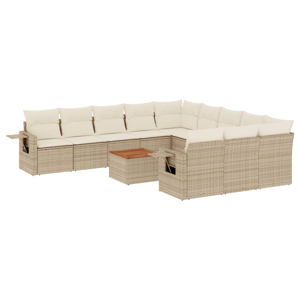 Set Divani da Giardino 12 pz con Cuscini Beige in Polyrattan - homemem39