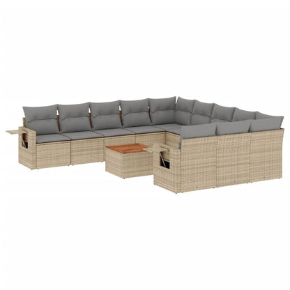 Set Divani da Giardino 12 pz con Cuscini Beige in Polyrattan - homemem39