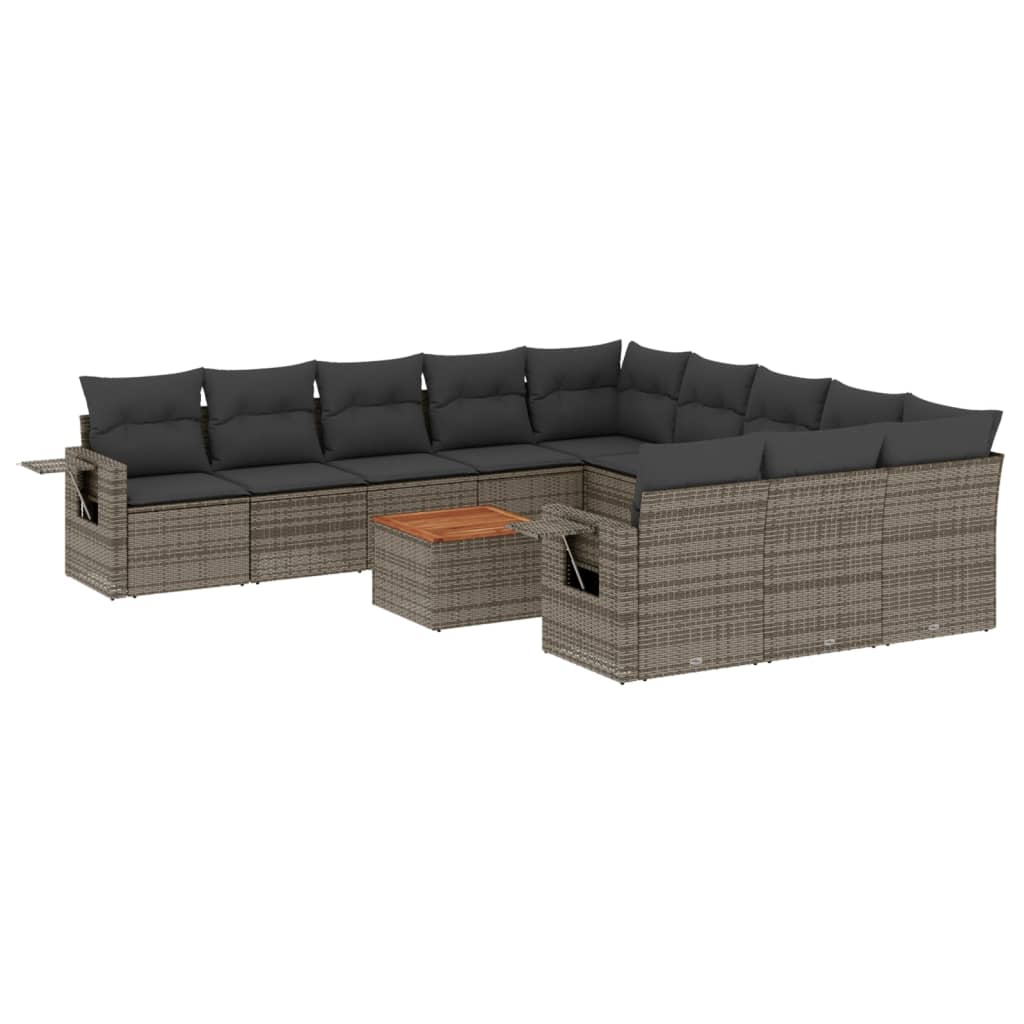 Set Divani da Giardino 12 pz con Cuscini Grigio in Polyrattan - homemem39