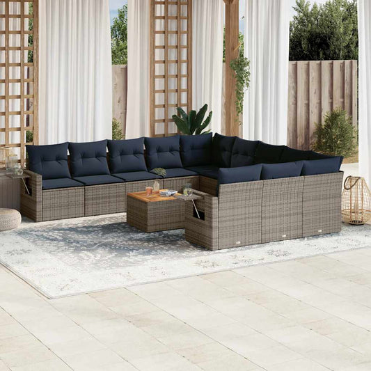 Set Divani da Giardino 12 pz con Cuscini Grigio in Polyrattan | homemem39