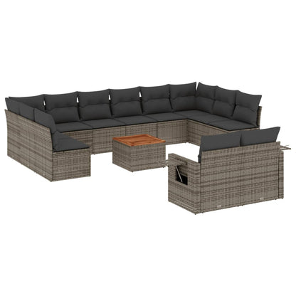 Set Divani da Giardino 13 pz con Cuscini Grigio in Polyrattan - homemem39