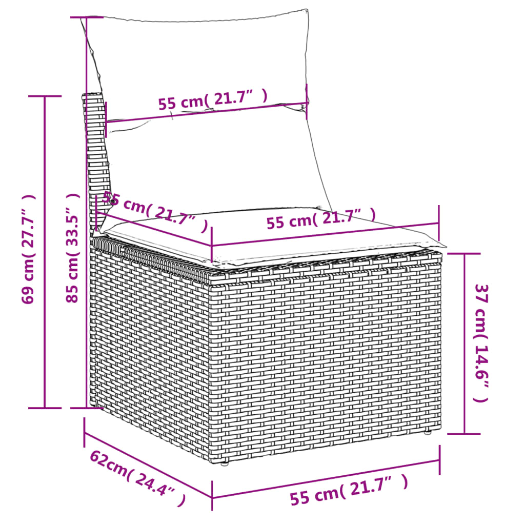 Set Divani da Giardino 13 pz con Cuscini Grigio in Polyrattan - homemem39