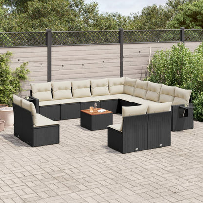 Set Divani da Giardino 14pz con Cuscini in Polyrattan Nero - homemem39