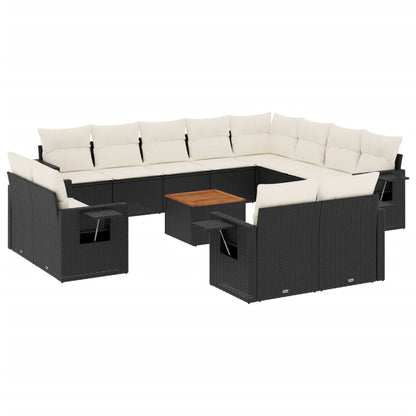 Set Divani da Giardino 13pz con Cuscini Nero in Polyrattan - homemem39