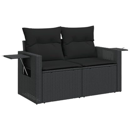 Set Divani da Giardino 14pz con Cuscini in Polyrattan Nero