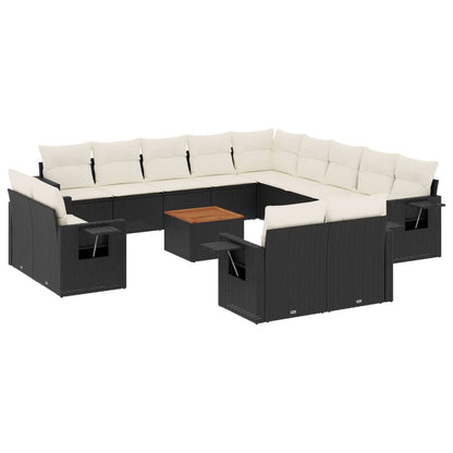 Set Divani da Giardino 14pz con Cuscini in Polyrattan Nero - homemem39